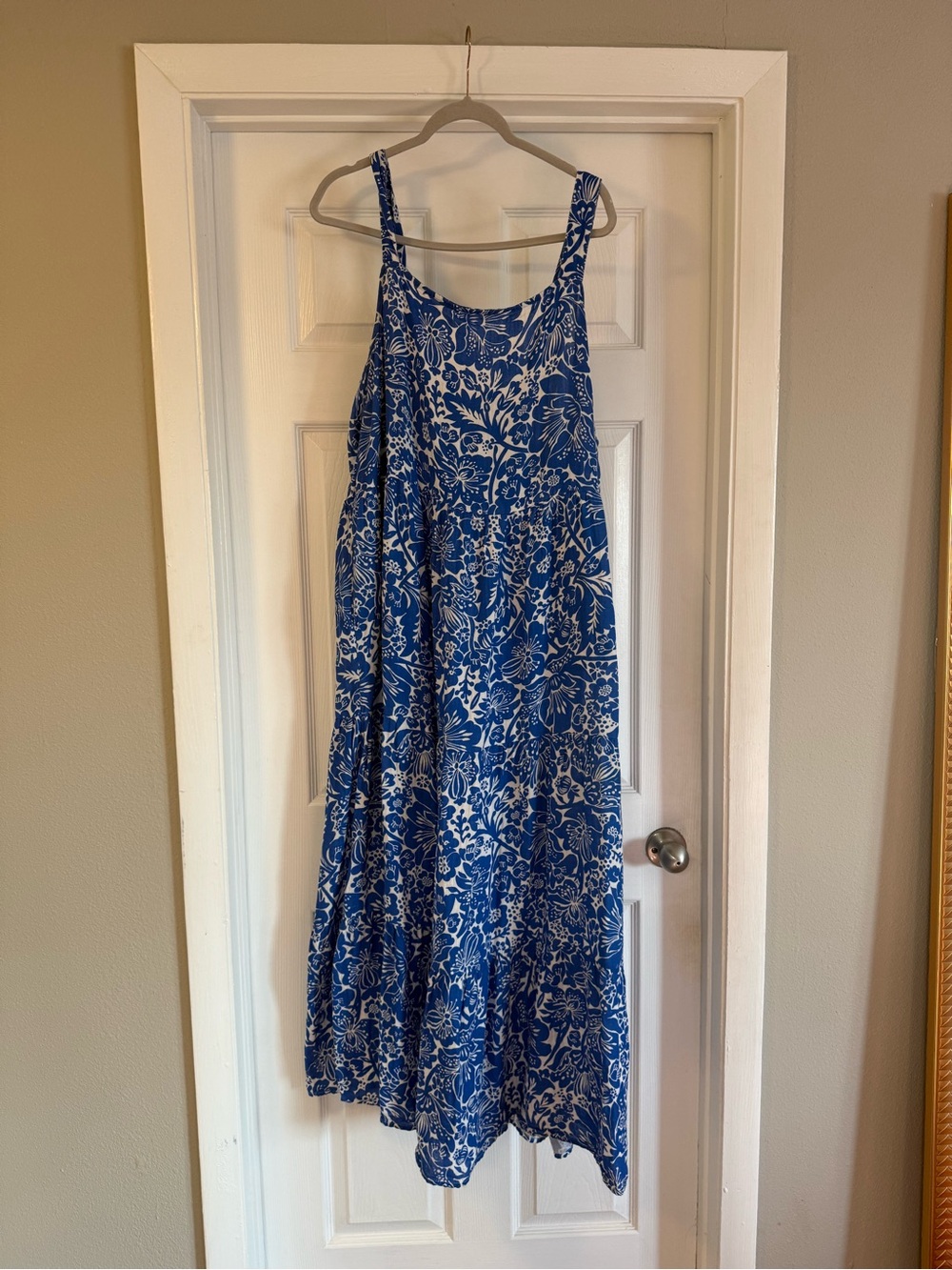 2x, Sonoma. Blue Floral Sleeveless Maxi Dress - Lightweight Summer Style